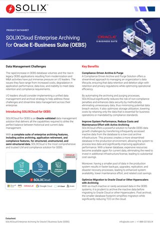 SOLIXCloud Enterprise Archiving for Oracle E-Business Suite
